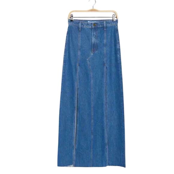 MOTHER Women's Snacks! The Lickity Split Fray Maxi Denim Skirt Size 30